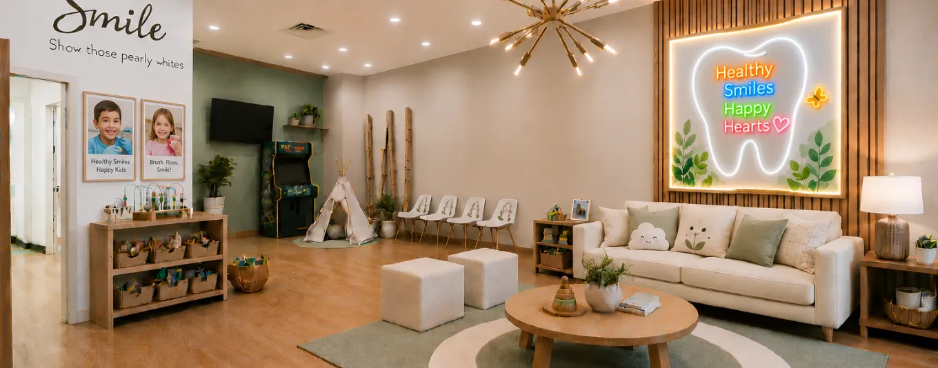 Welcoming reception area at Dallas Kids Smiles Dentistry